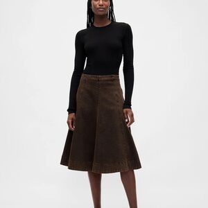 BNWT the GAP Dark Brown A-Line tulip denim skirt in size 29/8P